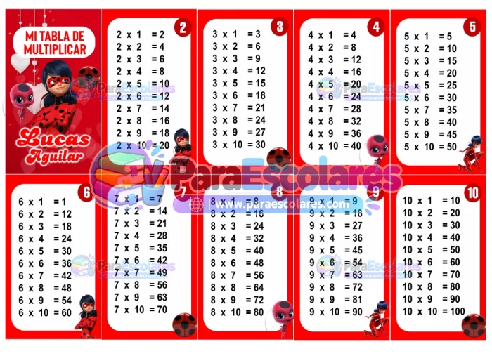 Lady Bug rojo Tabla de Multiplicar